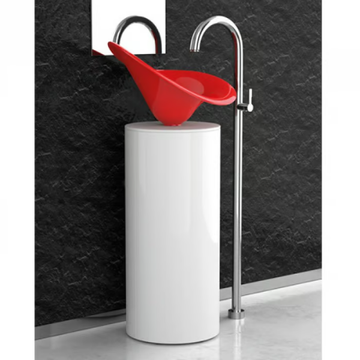LEONARDO KOIN XL FLOWER RED FERRARI - Floor-standing wooden vanity unit by Glass Design - view 3